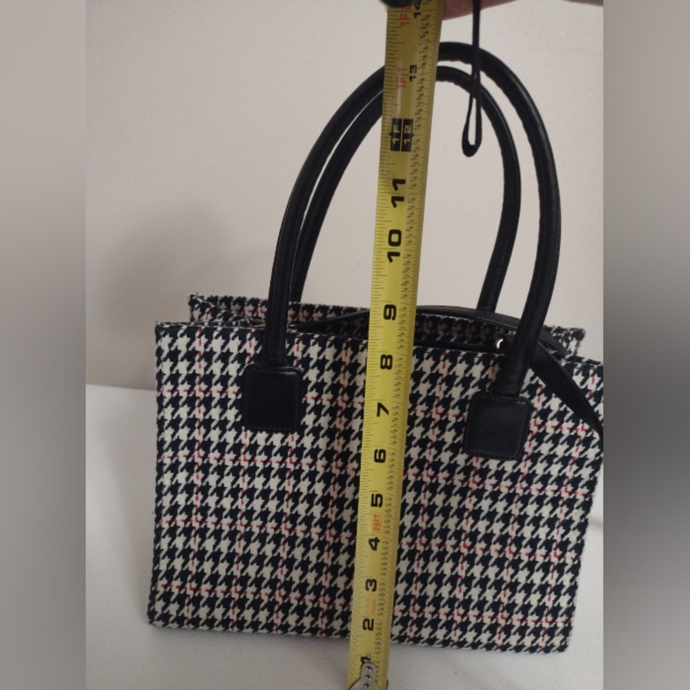 Preston & York Houndstooth Purse Bag Tote Crossbody Acrylic Wool Polyester - Picture 10 of 10